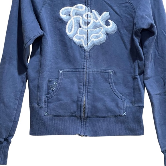 Fox Women’s Blue Hooded Long Sleeve Zip Jacket - Picture 3 of 7